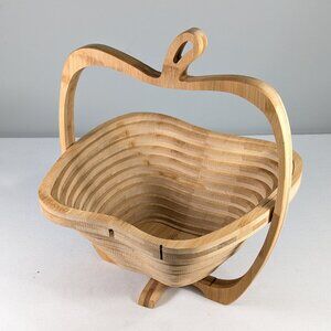 Bonnie & Pop NY Collapsible Wooden Apple Fruit Basket/ Trivet/ Cutting Board